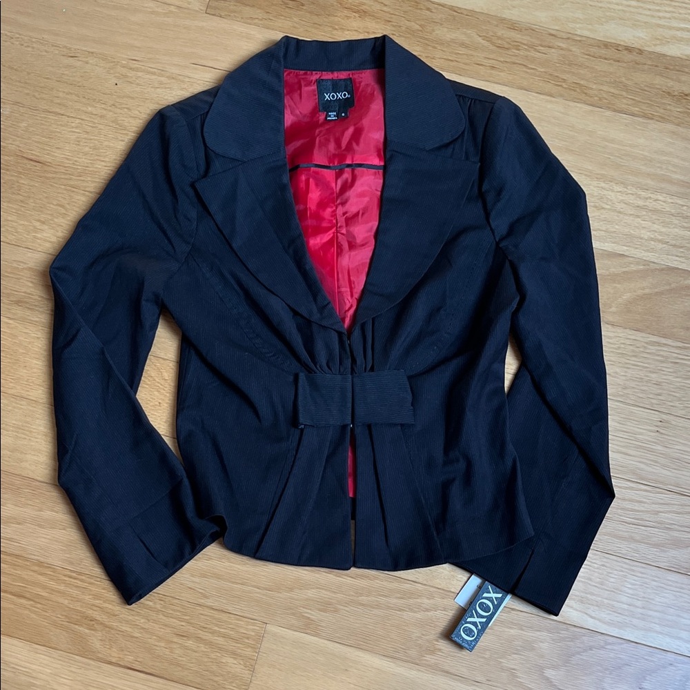 NWT | XOXO Women's Black Blazer with Red Interior